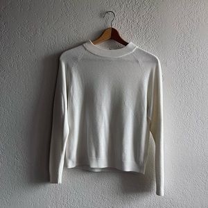 Vintage Soft Off White Mock Neck Long Sleeve Sweater with Back Zip